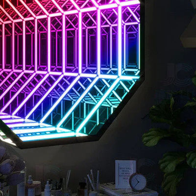 ซื้อ 220V 3D Glass Neon Mirror Sign With Neon Tube ปาร์ตี้ LED Neon Strip หลายสี การผลิตออนไลน์