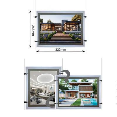 ภาพแสดงภาพ Ultra Slim A4 Light Box แผ่นฉายหลัง Acrylic Display Crystal Light Box พร้อมไฟเข้า DC12V DC24V