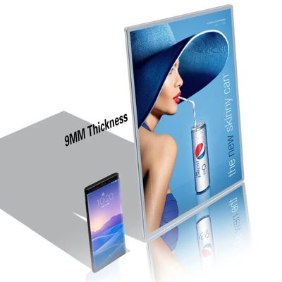 A1/A2/A3/A4 กระจก LED Ultra Thin Lightbox Display กรอบโปสเตอร์โฆษณาอลูมิเนียม